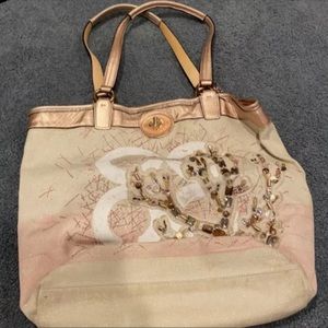 Coach Audrey Coral Leigh Tote Leather & Canvas